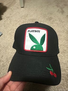 PLAYBOY Black Cap Bunny Patch and Red Cherry Embroidery official LIDS mens
